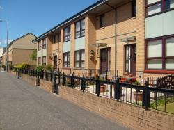 Cottages on Dumbarton Road with Blue Sky